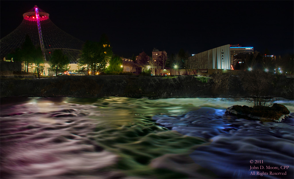 Spokane River, north river channel, during the February snow melt.  Spokane, Washington