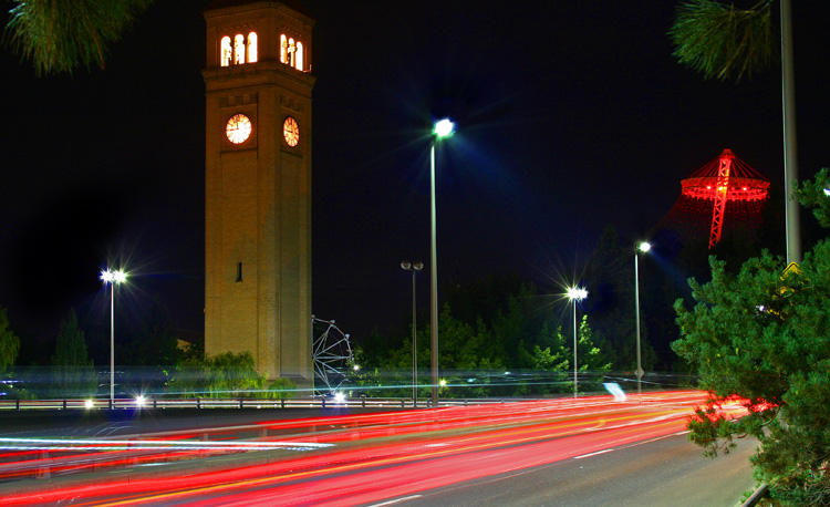 Washington street couplet, northbound traffic, Spokane, Washington