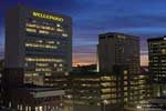 A  view of the Wells Fargo Bank building from the rooftop of the Fernwell building.