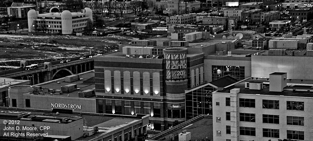 A  view from the roof of the Wells Fargo building, toward the northwest.