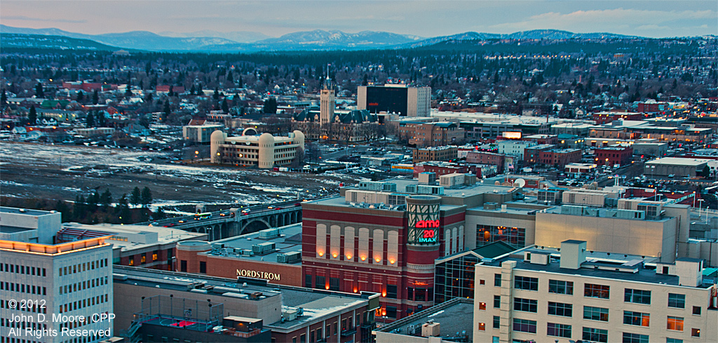 A  view from the roof of the Wells Fargo building, toward the northwest.