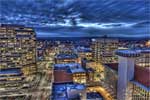 A look to the west in downtown Spokane, from the southern rooftop of the Old National Bank building. 