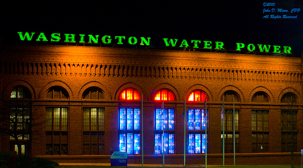 Looking at the east side of the Avista building (Washington Water Power) just above Spokane Falls.